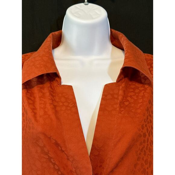 INVESTMENTS Gold Fall Rust Safari Print Business Office Casual Blouse 20W - Picture 7 of 16